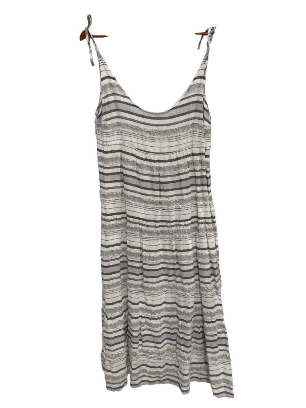 Cloth & Stone Dress Small Sleeveless Tie Shoulder Striped Linen Blend Coastal